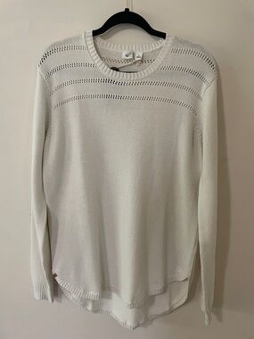 tentree Cream Open-Knit Yoke Crewneck Sweater 100% organic cotton NWT